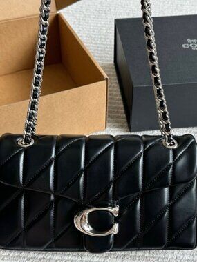 Coach Black Quilted Tabby 20 Chain Shoulder Bag